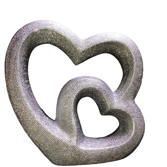 None Other - 💕🌟💕Double heart shiny silver sparkles heavy wedding centerpiece, home decor…